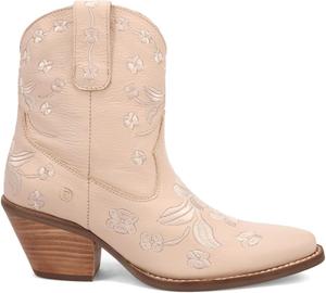 Женские ботильоны Dingo с вышивкой цветов, с открытым носком, на невысоком среднем каблуке 2-3, бежевые