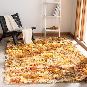 Ковер SAFAVIEH, 122 x 183 см, Rio Shag Collection, Gold & Multi, ручной работы, декоративный, идеально подходит для помещений с высокой проходимостью: прихожая, гостиная, спальня (SG951G)