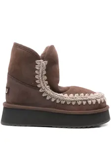 Ботинки на платформе с плетеной отделкой Mou, коричневый