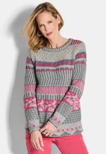 Джемпер GOLDNER IM MODISCHEN NORWEGERMUSTER, Pink Patterned/Pink