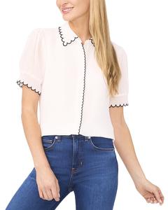 Рубашка CeCe с контрастной отделкой и фестончатым узором на пуговицах Cece, белый