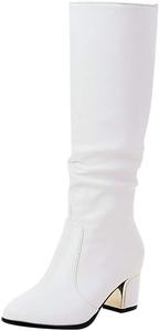 Женские ботильоны UOQAPRE на низком каблуке с платформой, широкие для голени, ботфорты выше колена с квадратным каблуком и молнией, массивные ботинки для женщин, Pink-A