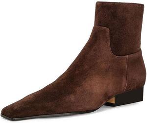 Женские модные ботильоны Zszszsu с квадратным носком, удобным толстым низким каблуком, короткие ботинки на молнии сбоку, для платья, вечеринок, на осень и зиму, размер 4-16 US, Brown