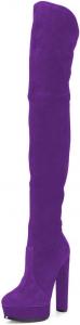 FSJ сексуальные ботфорты выше колена с высокой платформой и толстым каблуком, эластичная кожа, размер 4-15 US, Purple