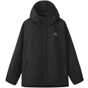 Многоцветная легкая уличная куртка с капюшоном, водонепроницаемая, ветрозащитная, износостойкая, устойчивая к разрывам, унисекс CAMEL, Сланцево-серый/Фантомный черный