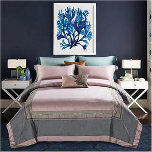 Generic Комплект постельного белья из египетского хлопка с вышивкой Pink