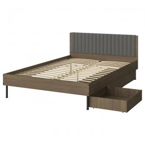 Каркас кровати с 3 ящиками для хранения BRUKSVARA IKEA, 150x200 см, коричневый