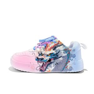 Нескользящие износостойкие низкие повседневные туфли унисекс Cold cicadas yesterday, White Pink Blue-South China Sea Dragon King-Zla2190D-Fl1