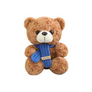 Винтажная плюшевая игрушка медвежонок в шарфе, высота 22 см OUYIN, коричневый/синий