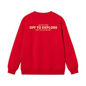 Детская толстовка с круглым вырезом утолщенная Jeep, new year красный fleece-lined