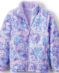 Двусторонняя флисовая пуховая куртка для девочек Lands' End, Lavender tie dye play