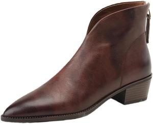 Женские короткие ботинки на платформе с заостренным носком однотонного цвета, большого размера, для использования на улице осенью и зимой, в простом повседневном стиле. Fusecottc, Brown