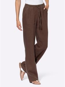 Льняные брюки шоколадного цвета Heine