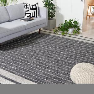 Ковер SAFAVIEH, 275 x 366 см, Striped Kilim Collection Black/Ivory STK509Z ручной работы плоского плетения из хлопка