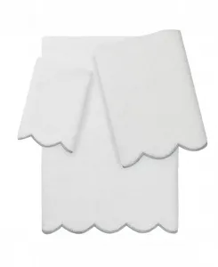 Набор из 3 полотенец Adornia Scallop Cotton Linum Home, белый/серый