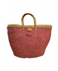 Сумка-корзинка ручной работы из сизалевой соломы с надписью Brave Life Heart SAWA SAWA, Deep maasai red