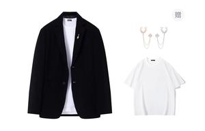 Minfinity Универсальный деловой костюм, Black (Comes with Brooch+White T-Shirt)