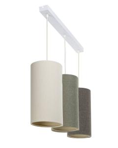 Подвесной светильник BPSKoncept Trio Tube BOHO ELEGANT, серо-зеленый - экрю - графит