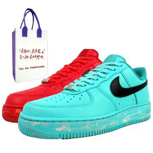 Nike Air Force 1 Turquoise Red Gemstone, кожаная отделка, устойчивая к истиранию, легкая, нескользящая, низкий верх