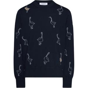 Свитер из вирджинской шерсти с интарсией THOM BROWNE, синий