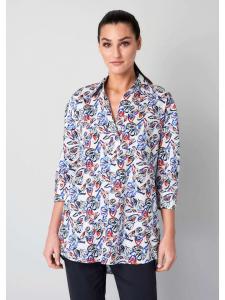 Alba Moda Рубашка-блузка с принтом по всей поверхности, темно-синего цвета