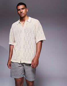 Вязаная крючком рубашка ADPT кремового цвета