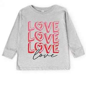 Футболка с длинным рукавом Love stacked sketched для малышей The Juniper Shop, Heather Grey