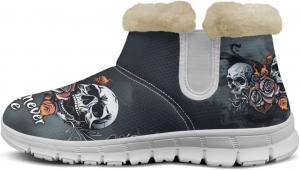 Ботинки Howilath с принтом черепа, белые пушистые, с противоскользящей подошвой, уличная обувь с защитой от скольжения для зимних путешествий и отдыха