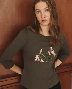 Женская футболка с длинным рукавом, прямым вырезом и принтом Lloyd's, хаки