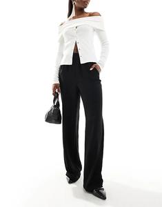 Широкие брюки Pieces с эластичным поясом, черного цвета