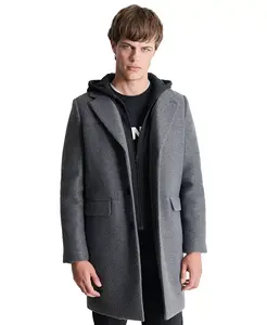 Мужское пальто с отстегивающимся капюшоном и лацканами Dkny, серый