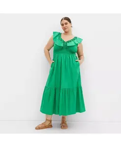 Платье макси Келли больших размеров CITY CHIC, зеленый