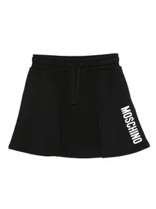 Юбка со складками и логотипом Moschino Kids, черный