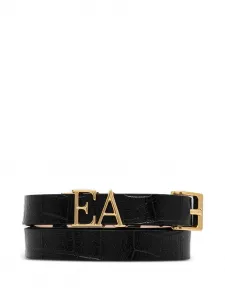 Ремень с тиснением под крокодила Emporio Armani, черный