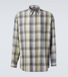 Клетчатая шерстяная рубашка Auralee, Blue Green Check