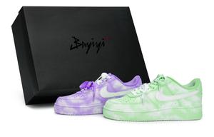 Nike Кроссовки для скейтбординга Air Force 1, унисекс, низкие, белые/зеленые/фиолетовые