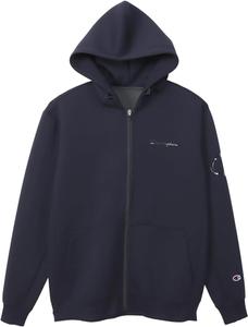 Мужская спортивная толстовка Champion C3-YS101 с длинными рукавами и капюшоном WRAP-AIR, эластичная, термобелье, с логотипом, на молнии, темно-синий