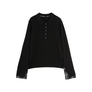 Свитер женский с воротником-поло, умеренный, прочие ELLE, черный