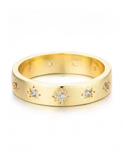 Кольцо-Обруч с золотыми кубическими цирконами и звездами Adornia, gold