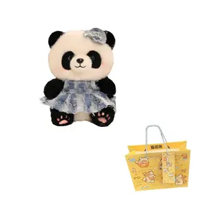 Плюшевая кукла Cute Denim Dress Panda Dolls высотой 28 см MAOGEGE