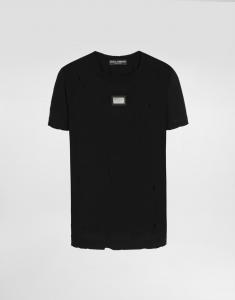 Футболка из джерси с прорехами и биркой dolce&gabbana Dolce & Gabbana, черный