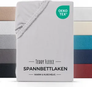 Зимняя простыня на резинке из флиса Тедди 160x200 см, серебристая Carpe Sonno