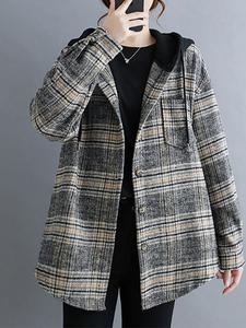 Женская клетчатая рубашка-куртка с капюшоном, комбинезон Doux Belle, цвет Black