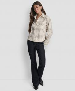 Женская укороченная рубашка с длинными рукавами и застежкой на пуговицы спереди DKNY Jeans, Baldwin Strp