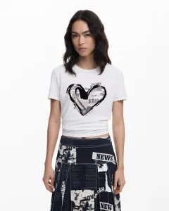 Женская футболка с газетным принтом в виде сердца Desigual, белый