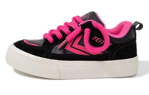 Кеды, скейтборд обувь женская низкая черный/розовый Feiyue