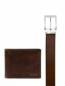 Подарочный набор FOSSIL/(M)DERRICK с откидной обложкой для удостоверения личности и поясом MLG0658