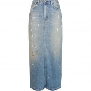 Джинсовая макси-юбка с эффектом брызг краски Acne Studios, синий