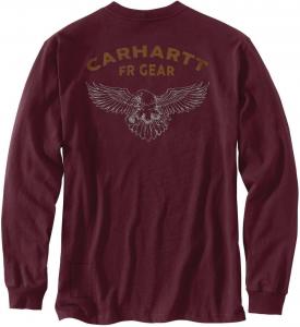 Мужская огнестойкая легкая футболка Carhartt Force свободного кроя с длинным рукавом и принтом орла, Port