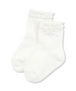 Хлопковые мерсеризованные кружевные носки с лентой для младенцев (8-13 см)